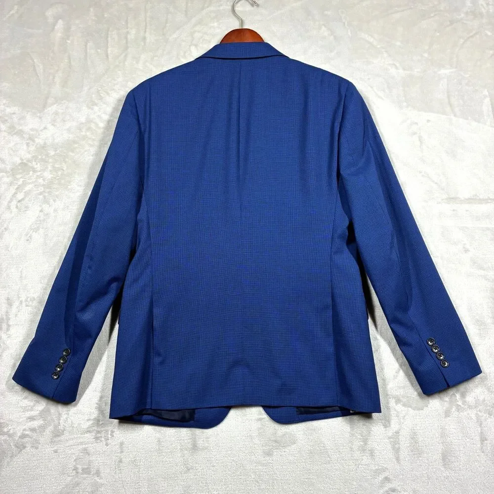 Bonobos Marzotto Italian Wool Royal Blue Micro Check Blazer 40S Slim Sport Coat